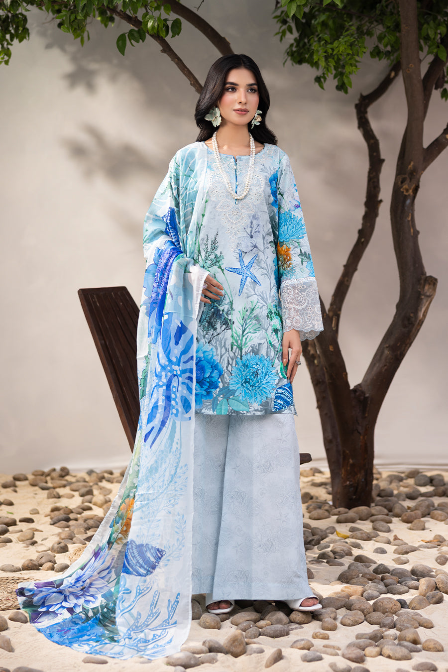 UNDER SEA – Printed Luxury Pret (3Pcs)