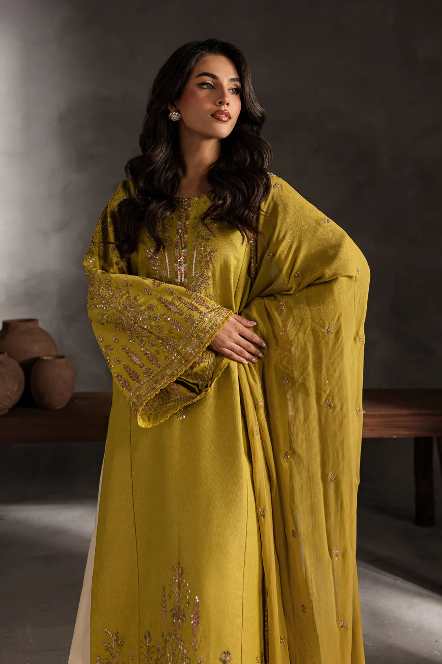 Mellow - 3 PC Embroidered Dress