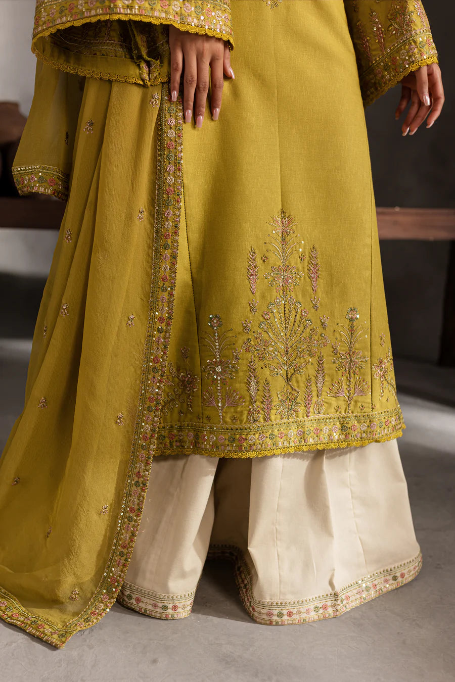 Mellow - 3 PC Embroidered Dress